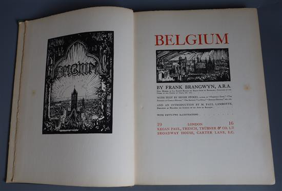 Brangwyn, Frank - Belgium, folio, half vellum, text by Hugh Stokes, introduction by Paul Lambotte,